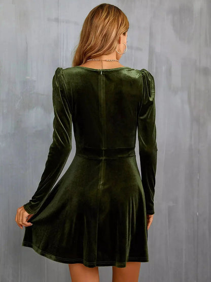 Velvet Long Sleeve A-Line Mini Dress - Bitsy Gypsy Boutique