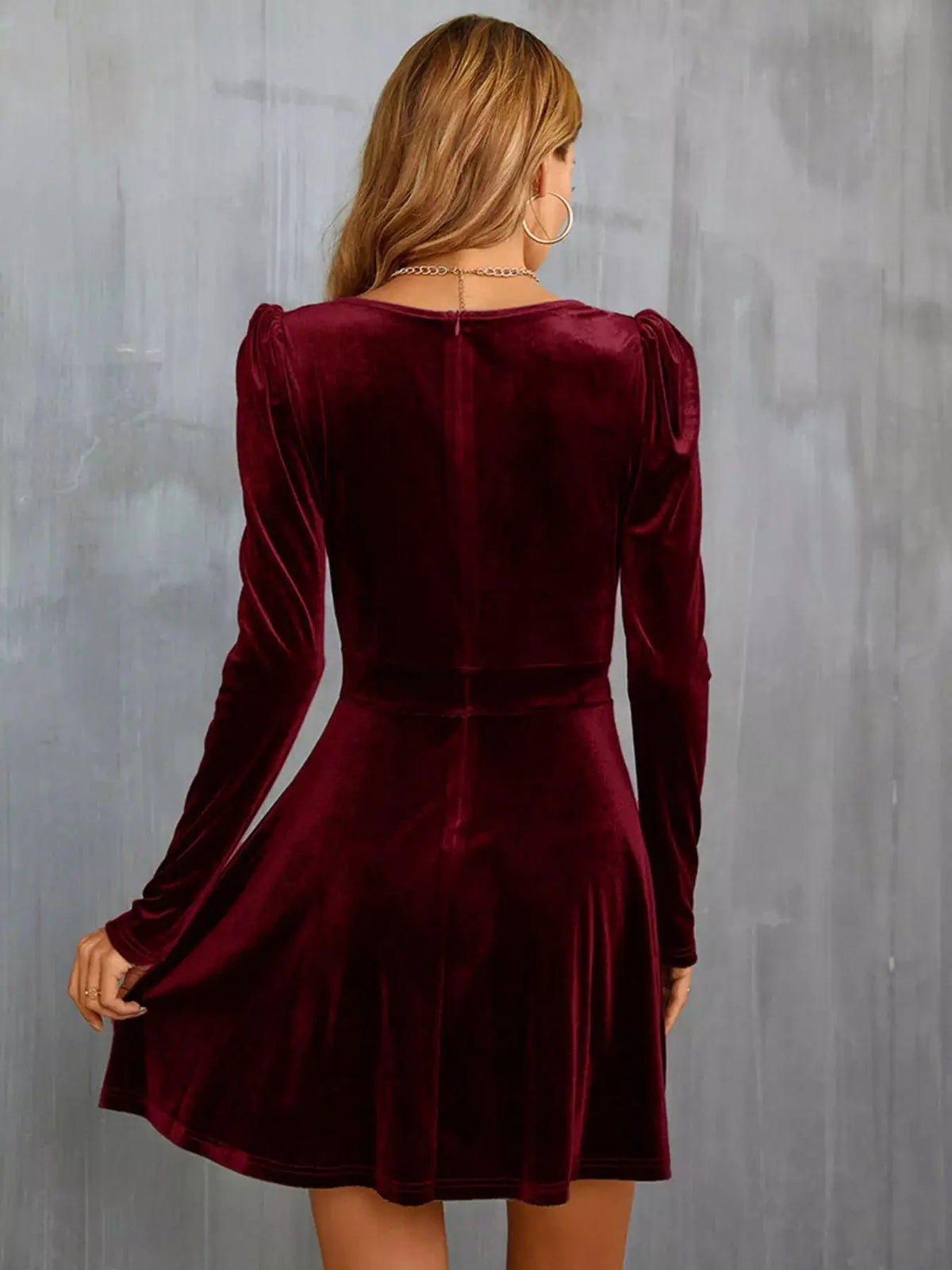 Velvet Long Sleeve A-Line Mini Dress - Bitsy Gypsy Boutique