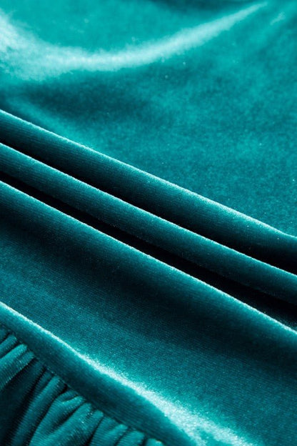 Velvet V - Neck Puff Sleeve Peplum Blouse - Bitsy Gypsy Boutique