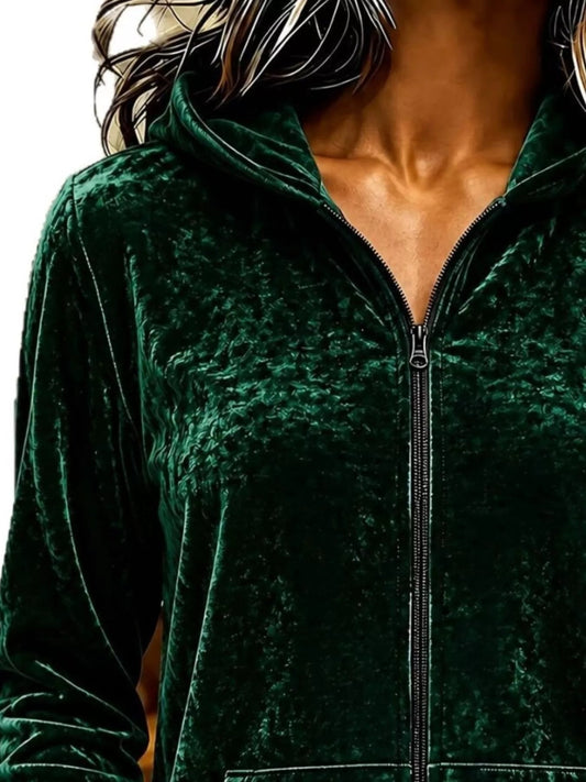 Velvet Zip-Up Hoodie - Bitsy Gypsy Boutique