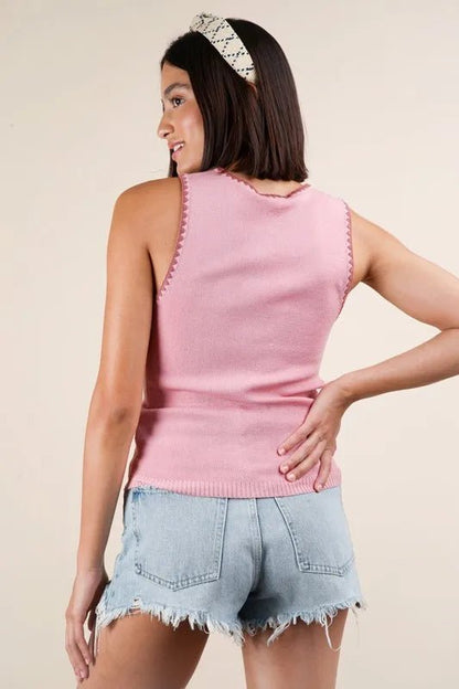 VERY J Blanket Style Sleeveless Knit Tank - Bitsy Gypsy Boutique