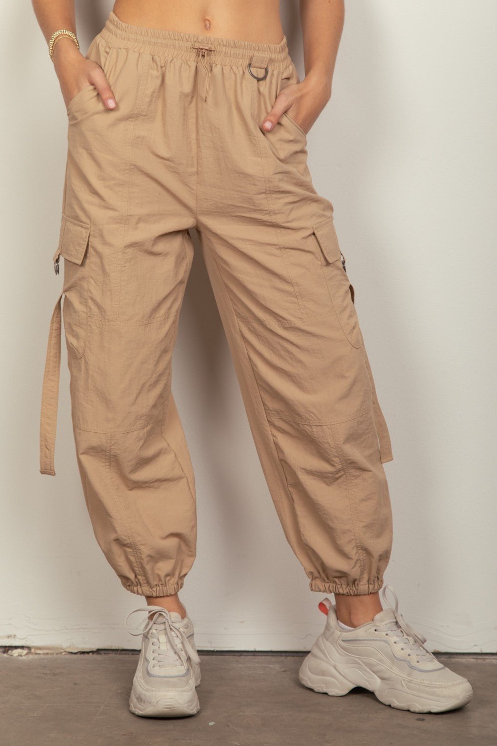 VERY J Elastic Waist Woven Cargo Pants - Bitsy Gypsy Boutique