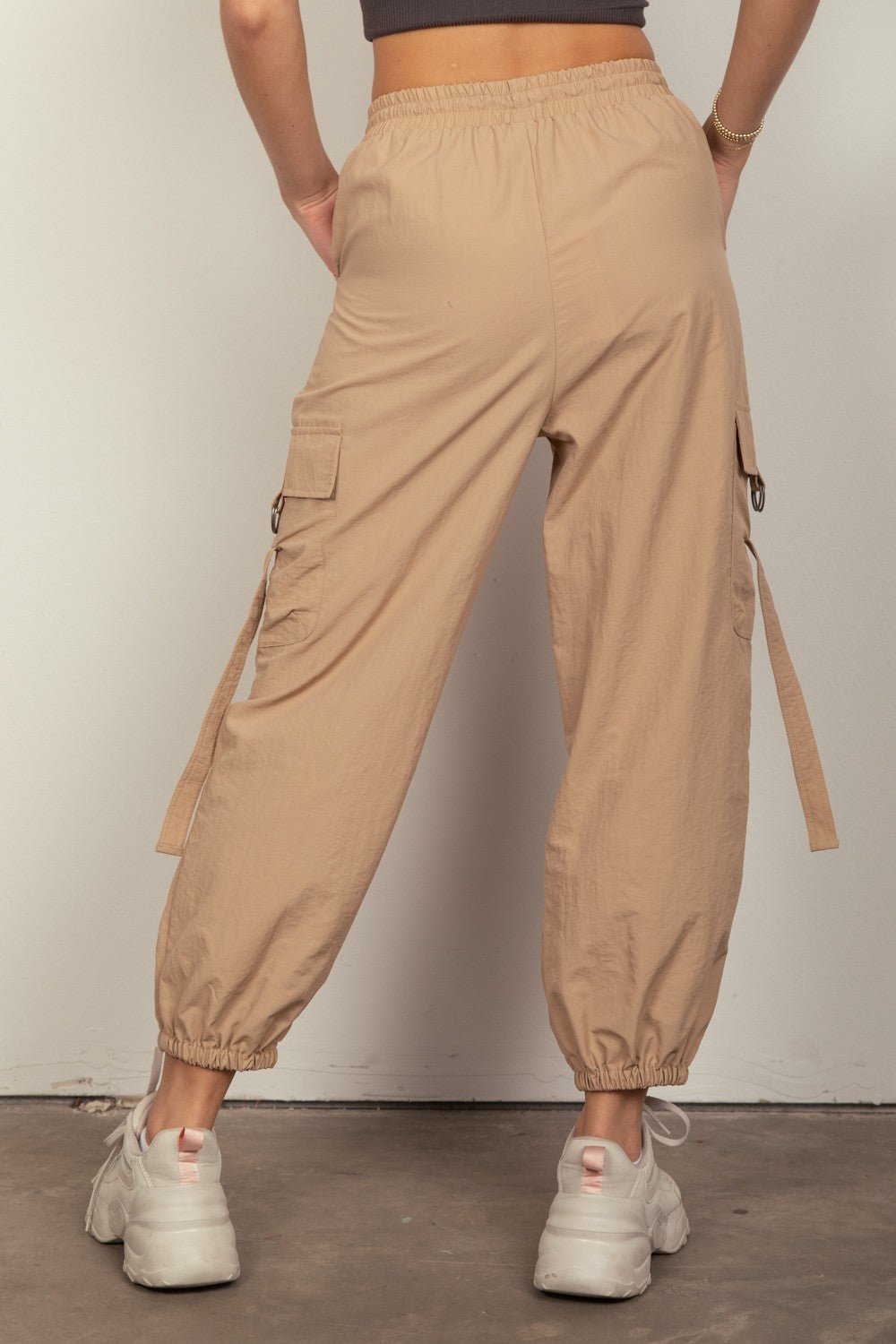 VERY J Elastic Waist Woven Cargo Pants - Bitsy Gypsy Boutique