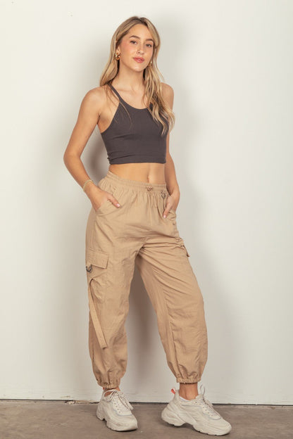 VERY J Elastic Waist Woven Cargo Pants - Bitsy Gypsy Boutique
