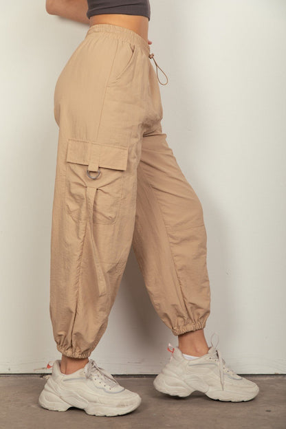 VERY J Elastic Waist Woven Cargo Pants - Bitsy Gypsy Boutique