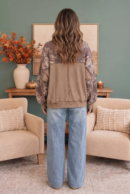 Vintage Floral Puff Sleeve Sweatshirt - Bitsy Gypsy Boutique
