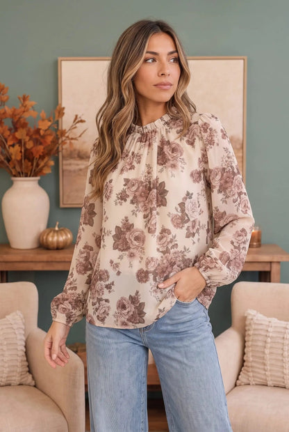 Vintage Rose Garden Floral Blouse - Bitsy Gypsy Boutique