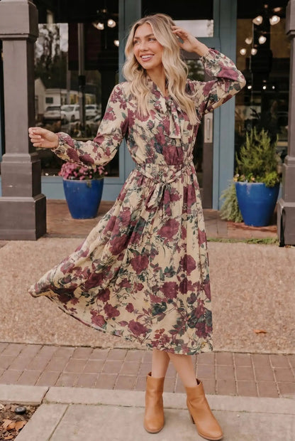 Vintage Rose Garden Floral Midi Dress by Gilli