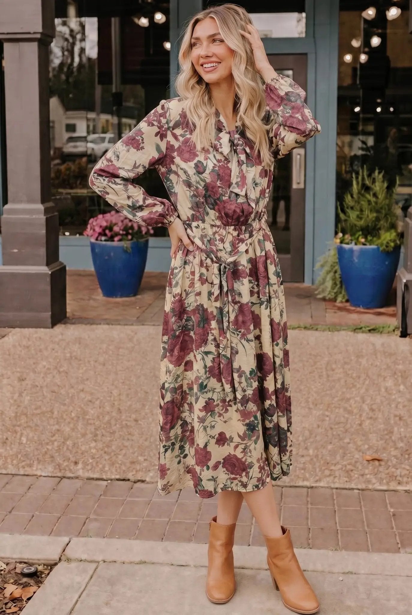 Vintage Rose Garden Floral Midi Dress by Gilli