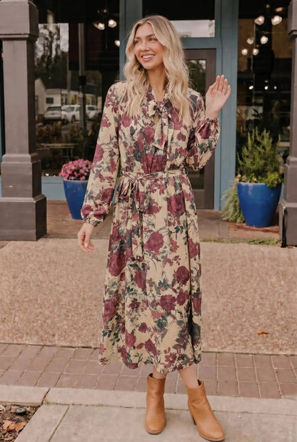 Vintage Rose Garden Floral Midi Dress by Gilli