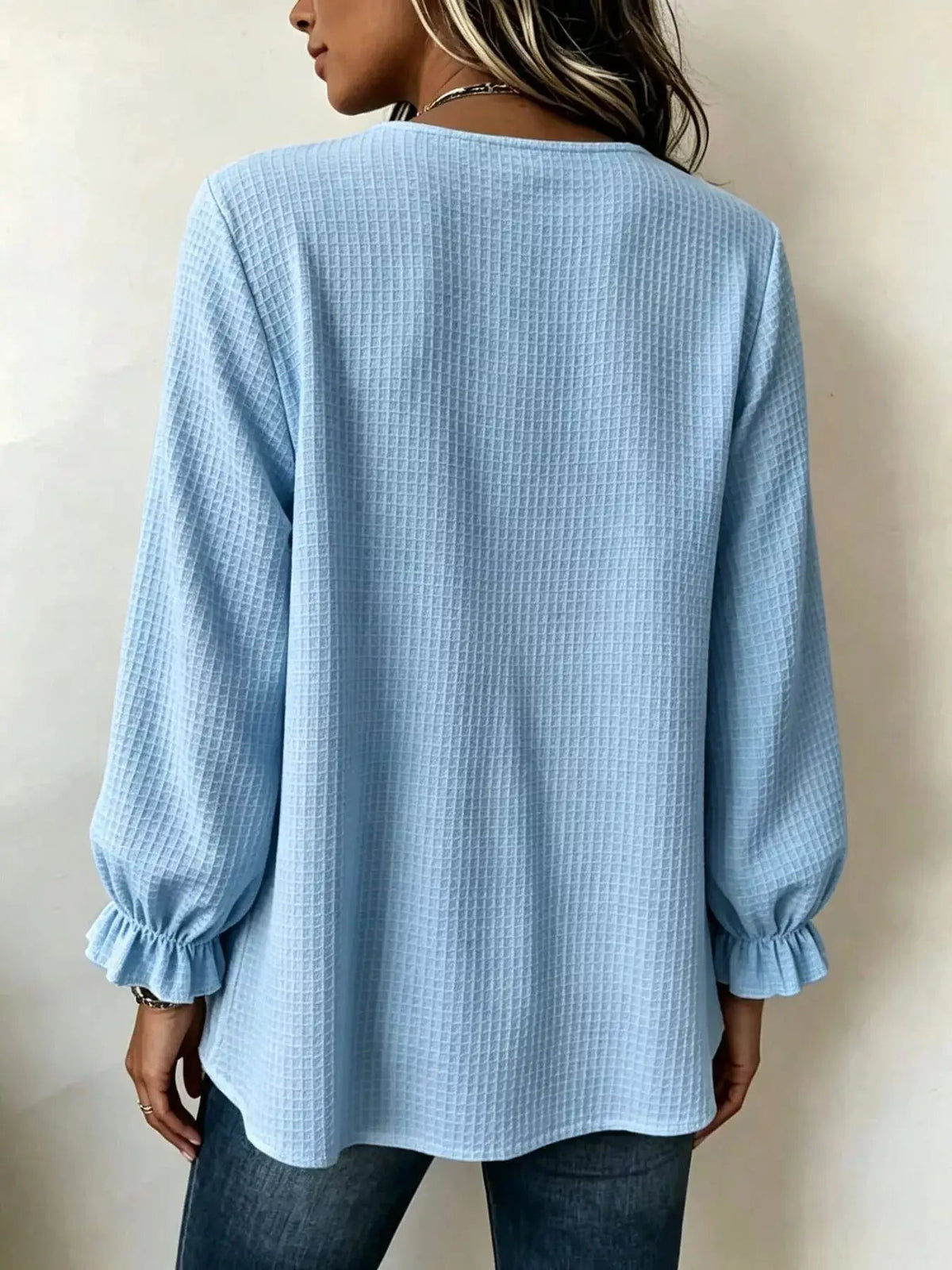 Waffle Knit Long Sleeve Top - Bitsy Gypsy Boutique