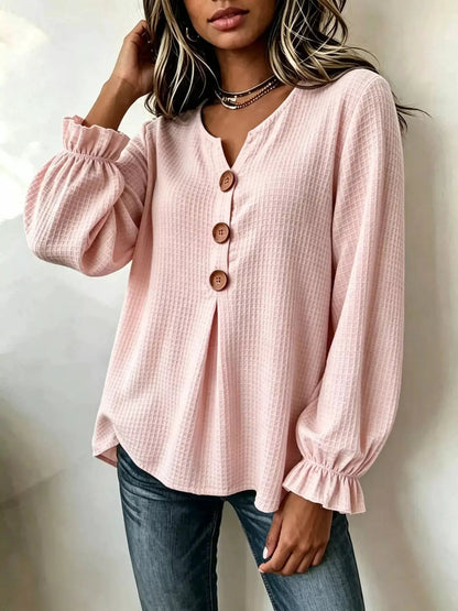 Waffle Knit Long Sleeve Top - Bitsy Gypsy Boutique