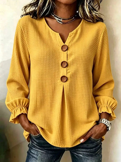 Waffle Knit Long Sleeve Top - Bitsy Gypsy Boutique