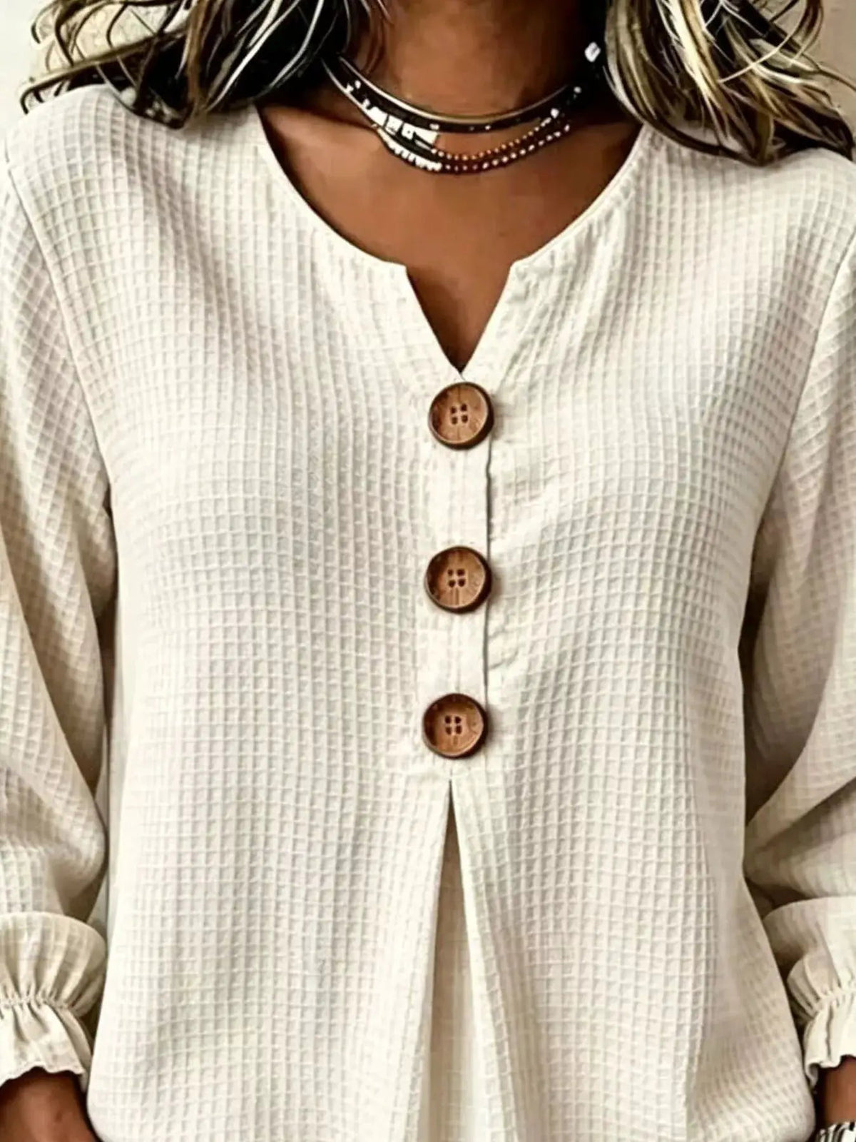 Waffle Knit Long Sleeve Top - Bitsy Gypsy Boutique