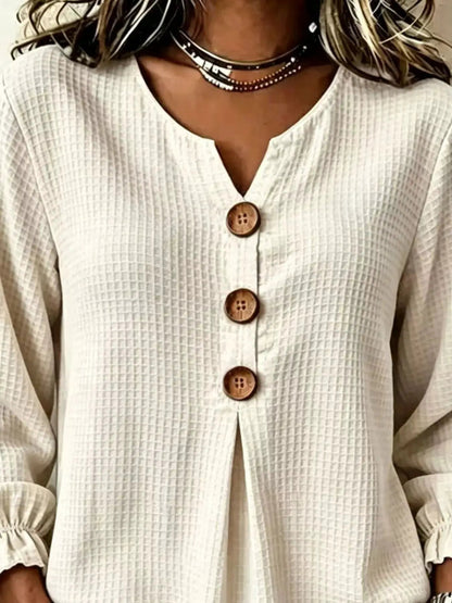 Waffle Knit Long Sleeve Top - Bitsy Gypsy Boutique