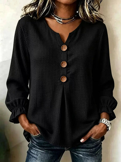 Waffle Knit Long Sleeve Top - Bitsy Gypsy Boutique