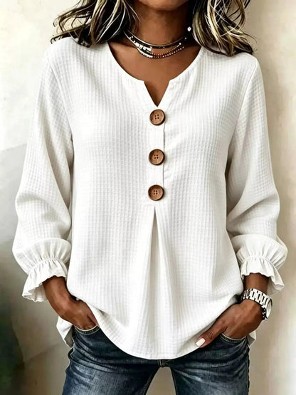 Waffle Knit Long Sleeve Top - Bitsy Gypsy Boutique