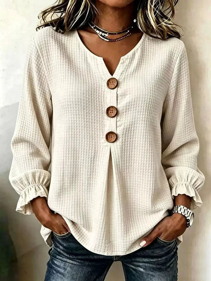 Waffle Knit Long Sleeve Top - Bitsy Gypsy Boutique