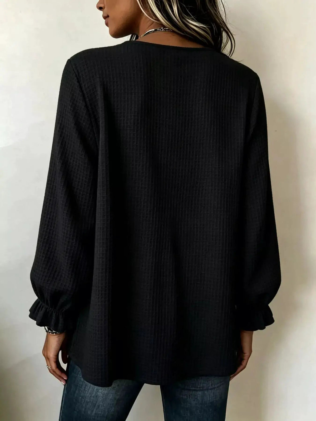 Waffle Knit Long Sleeve Top - Bitsy Gypsy Boutique