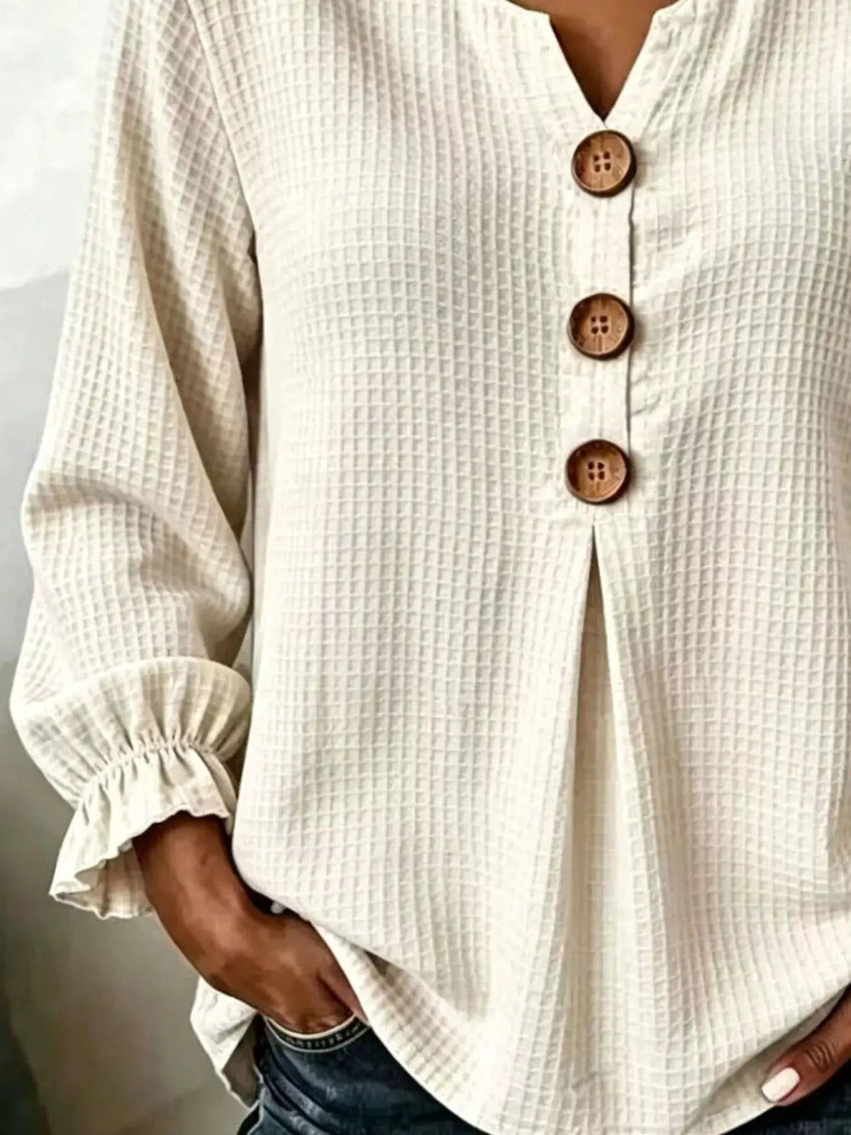 Waffle Knit Long Sleeve Top - Bitsy Gypsy Boutique