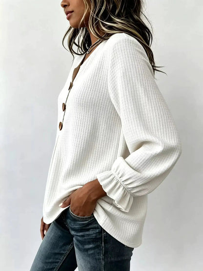Waffle Knit Long Sleeve Top - Bitsy Gypsy Boutique