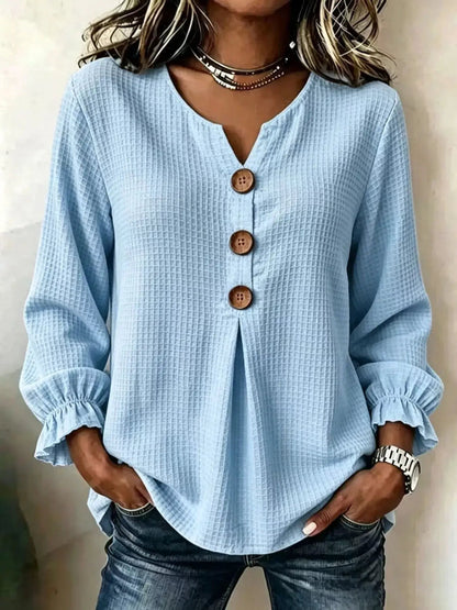 Waffle Knit Long Sleeve Top - Bitsy Gypsy Boutique
