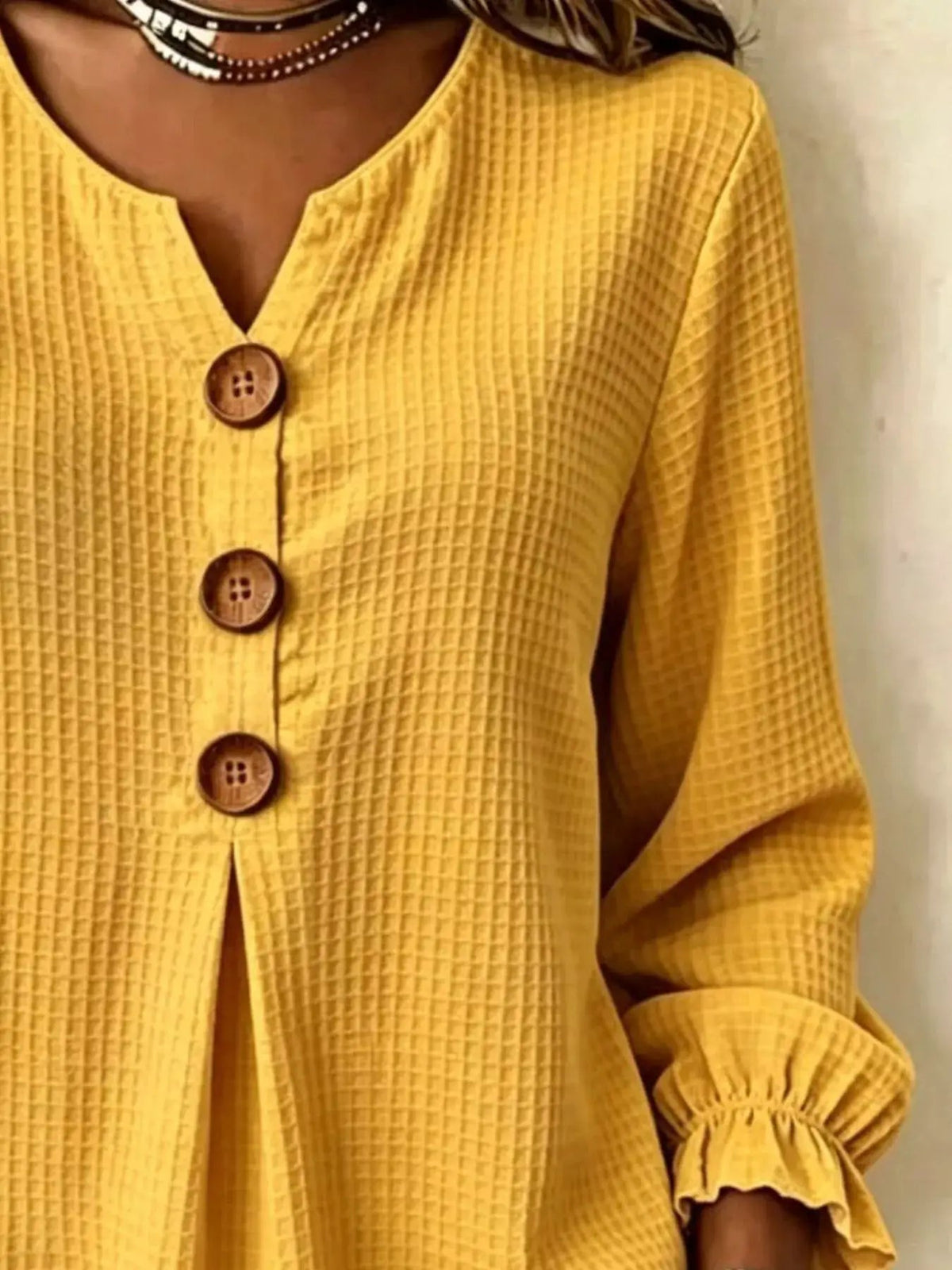 Waffle Knit Long Sleeve Top - Bitsy Gypsy Boutique
