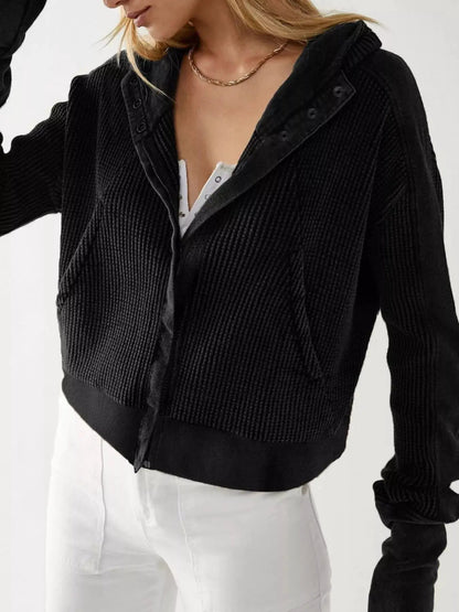 Waffle Knit Zip-Up Jacket - Bitsy Gypsy Boutique