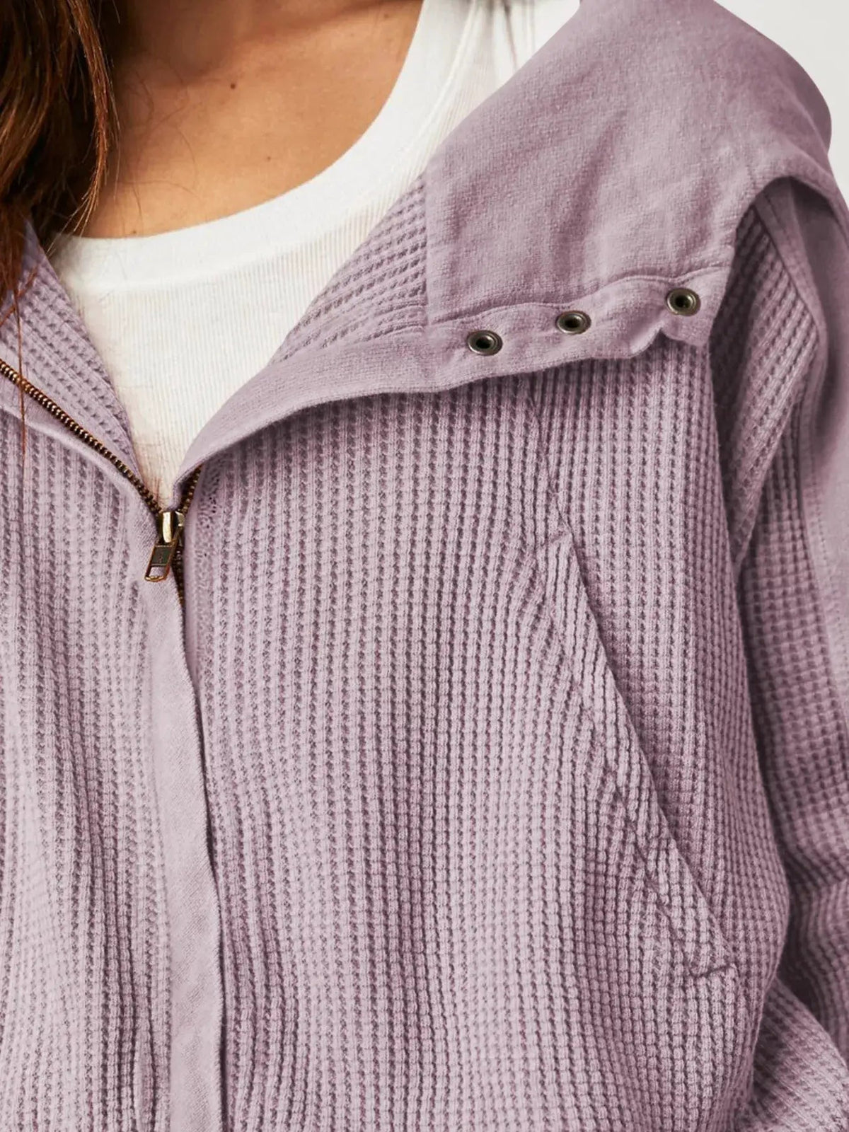 Waffle Knit Zip-Up Jacket - Bitsy Gypsy Boutique