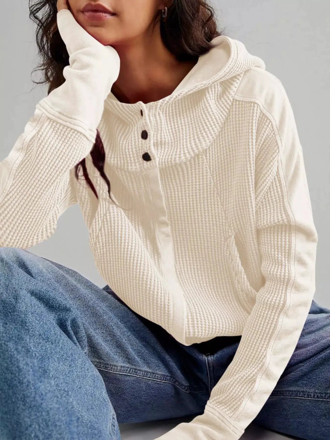Waffle Knit Zip-Up Jacket - Bitsy Gypsy Boutique