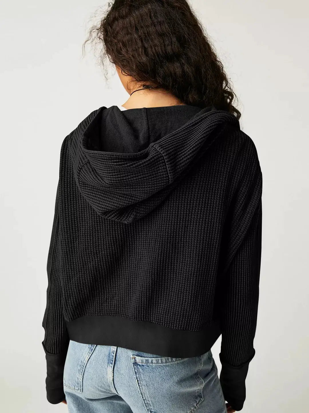 Waffle Knit Zip-Up Jacket - Bitsy Gypsy Boutique