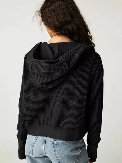 Waffle Knit Zip-Up Jacket - Bitsy Gypsy Boutique