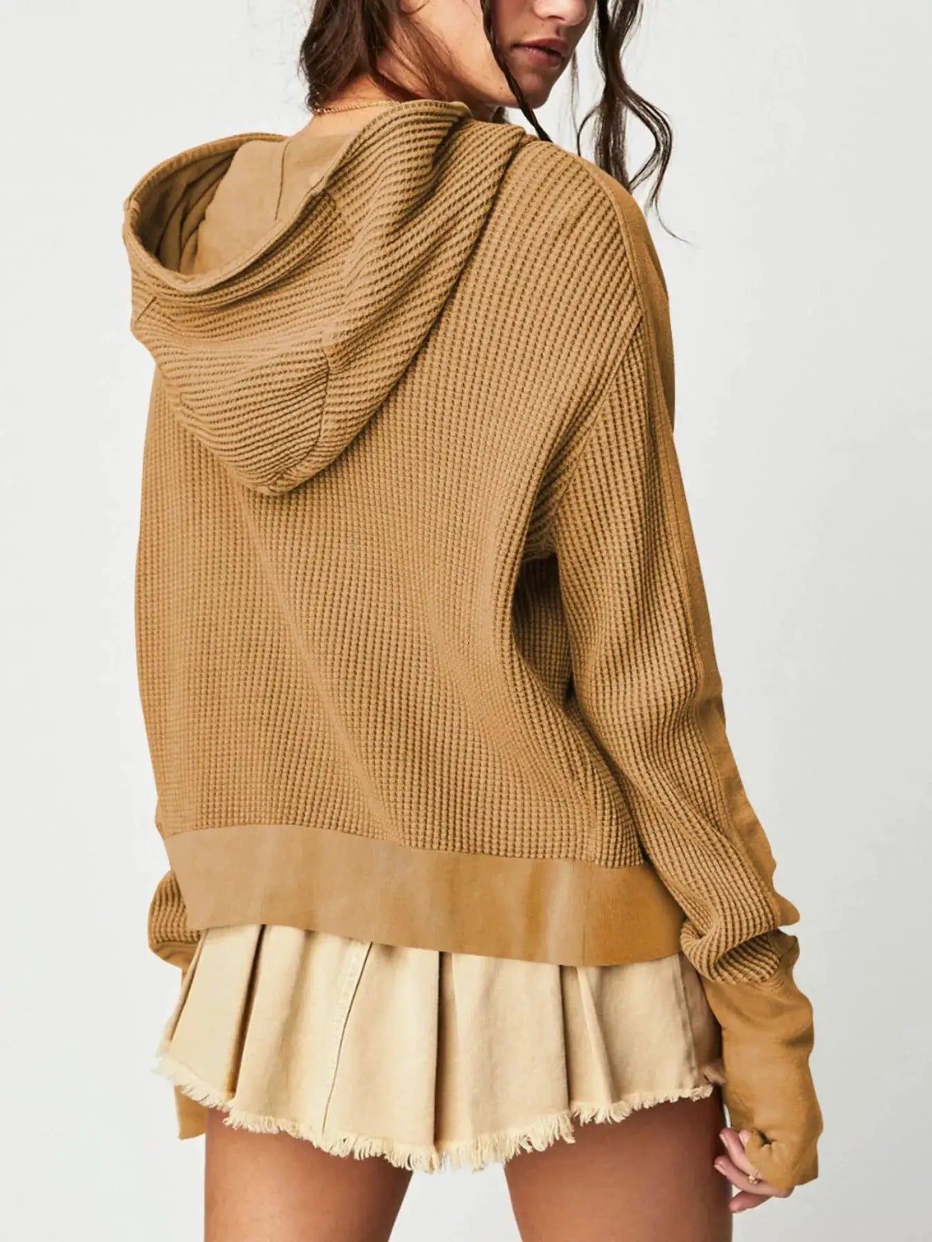 Waffle Knit Zip-Up Jacket - Bitsy Gypsy Boutique