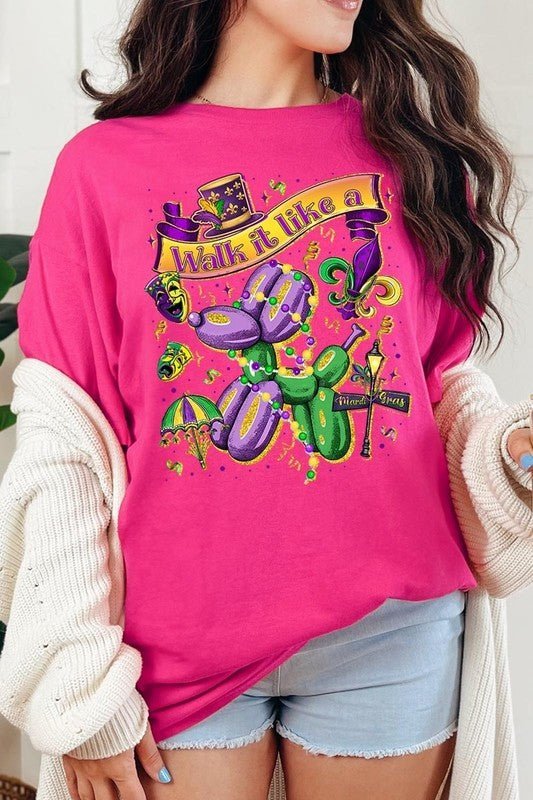 Walk It Like A Mardi Gras Plus Heavy Cotton Tee - Bitsy Gypsy Boutique