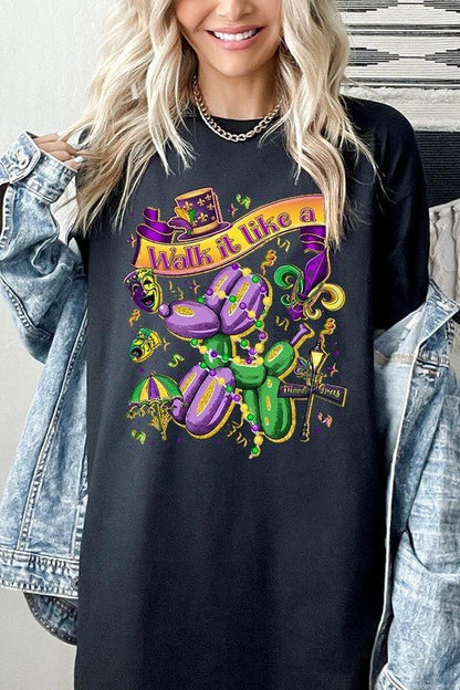 Walk It Like A Mardi Gras Plus Heavy Cotton Tee - Bitsy Gypsy Boutique