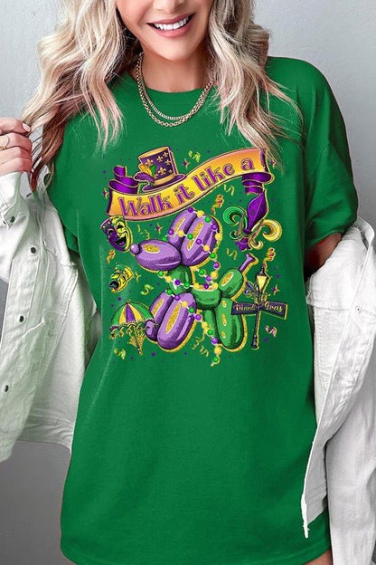 Walk It Like A Mardi Gras Plus Heavy Cotton Tee - Bitsy Gypsy Boutique