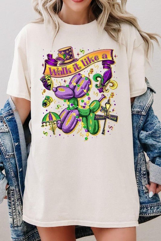 Walk It Like A Mardi Gras Plus Heavy Cotton Tee - Bitsy Gypsy Boutique