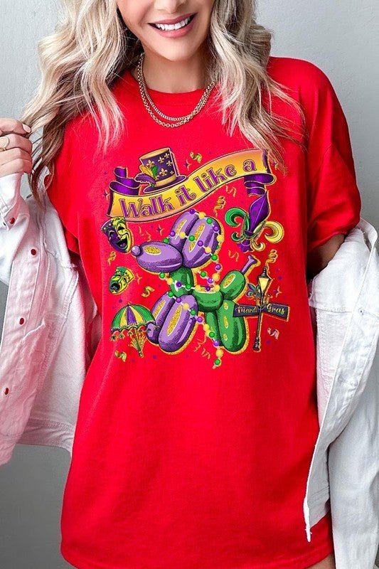 Walk It Like A Mardi Gras Plus Heavy Cotton Tee - Bitsy Gypsy Boutique