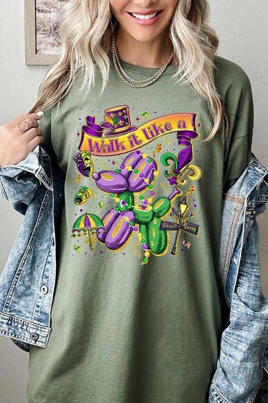 Walk It Like A Mardi Gras Plus Heavy Cotton Tee - Bitsy Gypsy Boutique