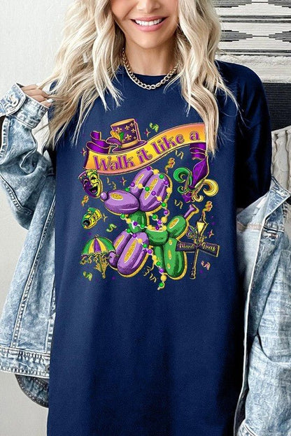 Walk It Like A Mardi Gras Plus Heavy Cotton Tee - Bitsy Gypsy Boutique