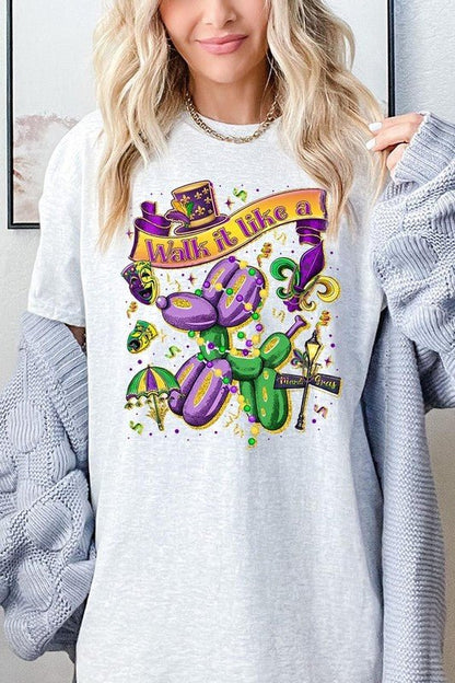 Walk It Like A Mardi Gras Plus Heavy Cotton Tee - Bitsy Gypsy Boutique