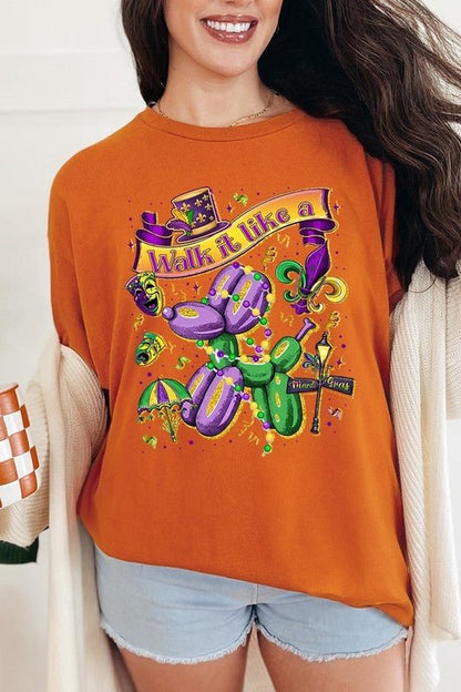 Walk It Like A Mardi Gras Plus Heavy Cotton Tee - Bitsy Gypsy Boutique