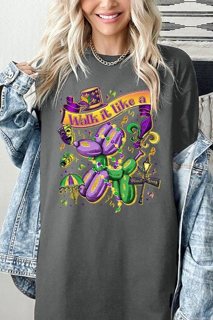 Walk It Like A Mardi Gras Plus Heavy Cotton Tee - Bitsy Gypsy Boutique