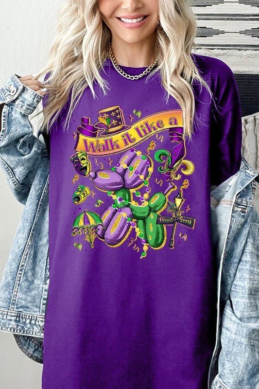 Walk It Like A Mardi Gras Plus Heavy Cotton Tee - Bitsy Gypsy Boutique