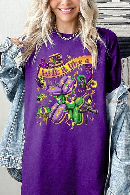 Walk It Like A Mardi Gras Plus Heavy Cotton Tee - Bitsy Gypsy Boutique