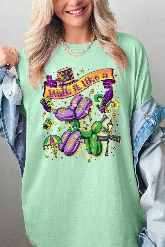 Walk It Like A Mardi Gras Plus Heavy Cotton Tee - Bitsy Gypsy Boutique