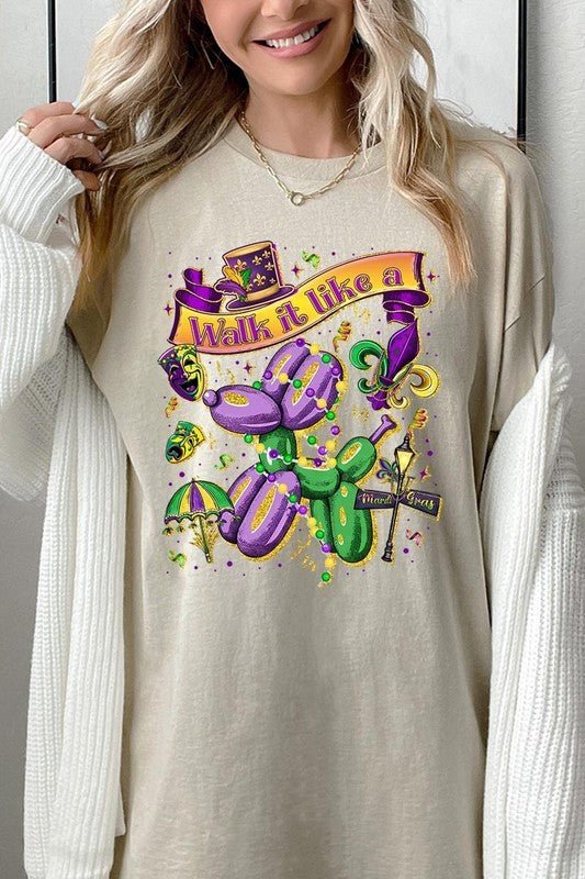 Walk It Like A Mardi Gras Plus Heavy Cotton Tee - Bitsy Gypsy Boutique