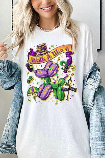 Walk It Like A Mardi Gras Plus Heavy Cotton Tee - Bitsy Gypsy Boutique