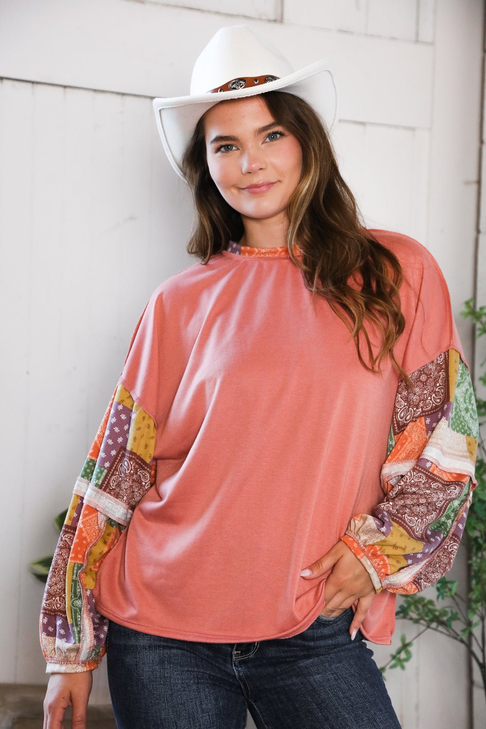 Wanderlust Patchwork Long Sleeve Top - Bitsy Gypsy Boutique