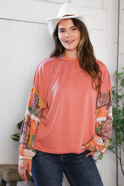 Wanderlust Patchwork Long Sleeve Top - Bitsy Gypsy Boutique